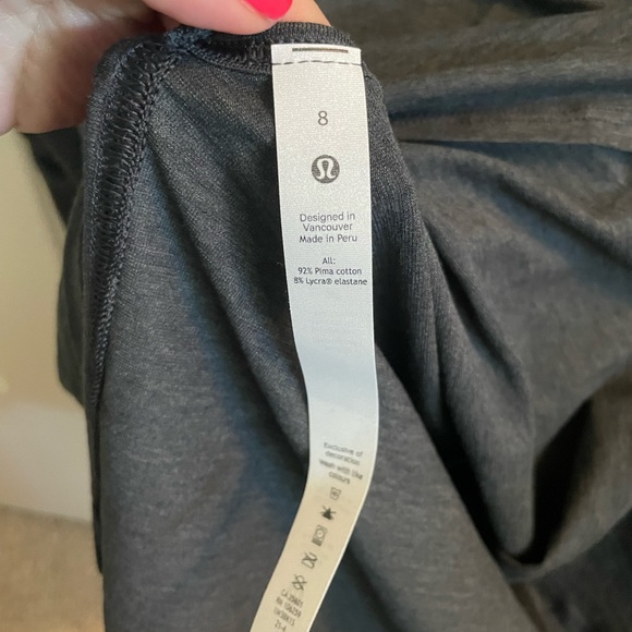 Lululemon Back Into It Long Sleeve tee in heathered black. Size 8. NWOT. - Picture 6 of 7